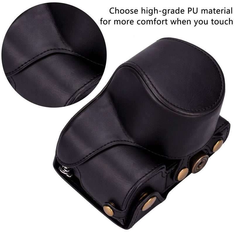 Hargedis XEVN for sony a6400 case,for sony a6300 case,Premium PU Full Body Leather Camera Case Bag for sony alpha a6300 a6000 a6100 a6400 Fit 16-50mm Lens with camera Shoulder Strap(Black) - Image 3